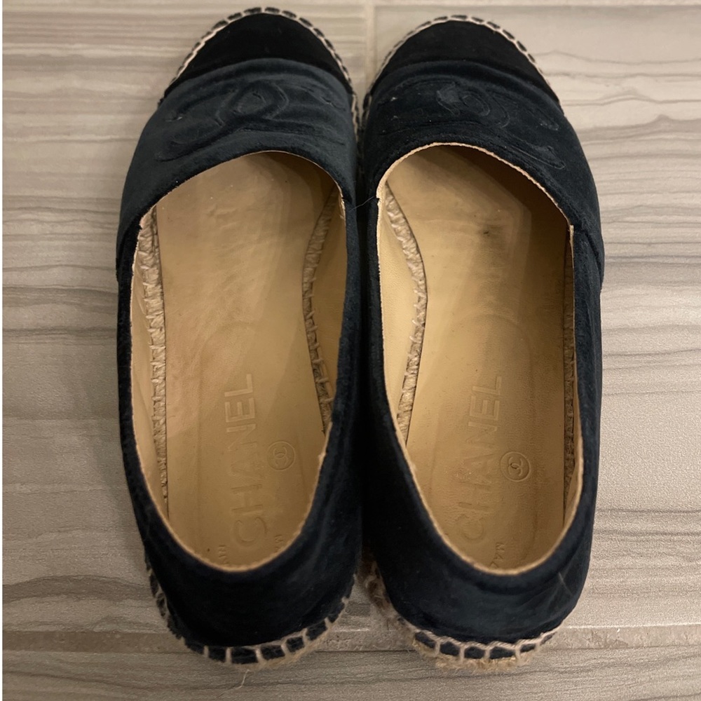 Chanel Dark Navy Velvet Espadrilles - Picture 6 of 13